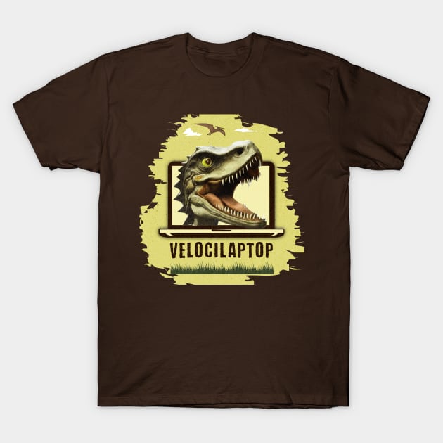 Velocilaptop Funny Raptor Computer Nerd T-Shirt by antarte